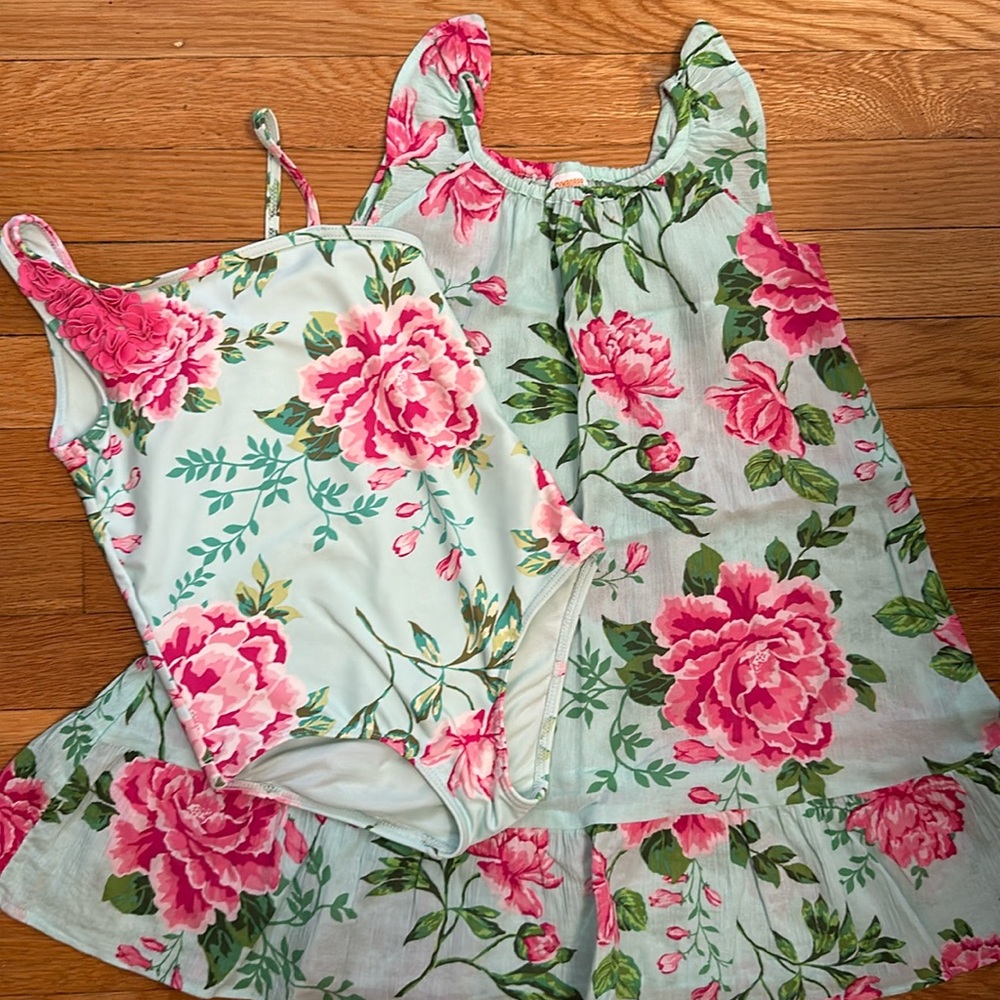 Gymboree Floral Swimsuit and Matching Dress